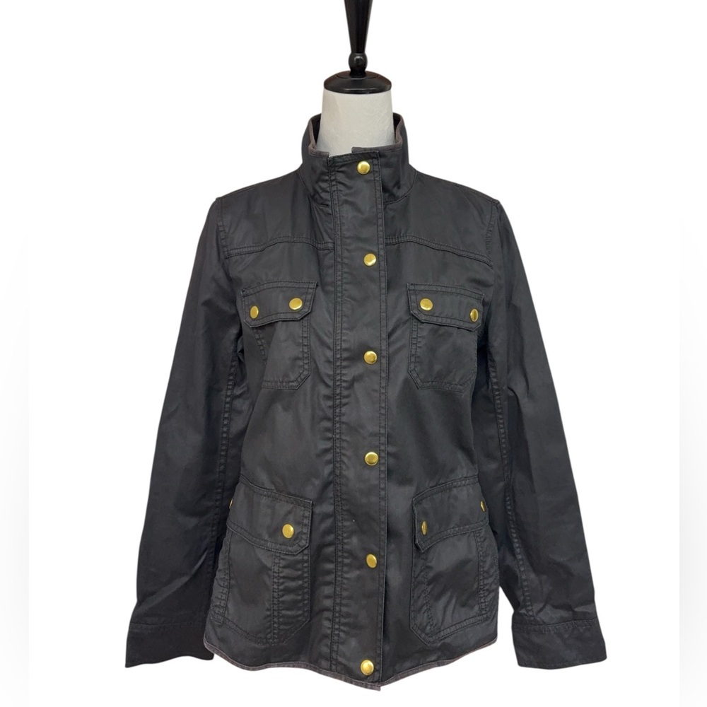 J. Crew Black Utility Jacket with Gold Hardware